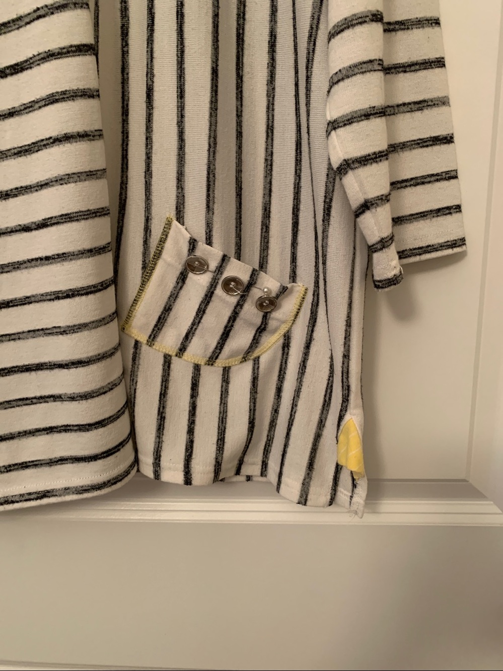 Coral Bay White Top with Black Stripes and Yellow Accents - Picture 2 of 7